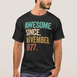 Camiseta Vintage novembro de 1977 Menino de 45 anos