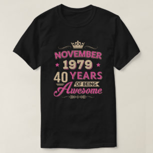 Camiseta Vintage Novembro De 1979 - Presente aniversário d