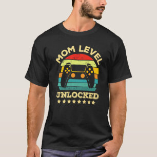 Camiseta Vintage Novo Dia de as mães Mãe, Nível Mãe Desbloq