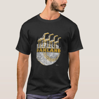 Camiseta Vintage Oakland Baseball Port Crane Skyline3