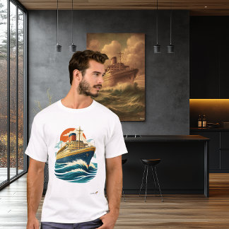 Camiseta Vintage Ocean Liner | Mid-Century Retro Travel