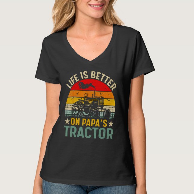 Camiseta Vintage  On Papas Tractor Farming (Frente)