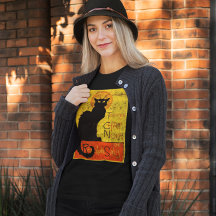 Vintage Orange Cat Chat Noir Art Halloween