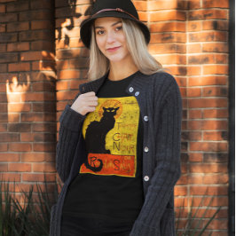 Camiseta Vintage Orange Cat Chat Noir Art Halloween