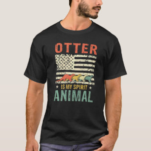 Camiseta Vintage Otter Spirit Animal Retro Us Flag American