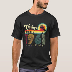 Camiseta Vintage Outubro De 1961 Aniversário Na Praia 61Ru