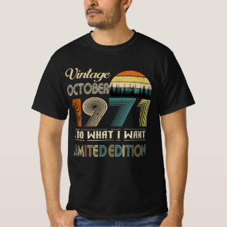 Camiseta Vintage outubro de 1971 Estilo de Camisa-T Anivers