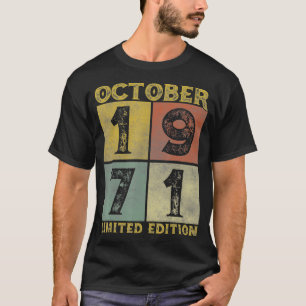 Camiseta Vintage Outubro De 1971 Nascer De 50 Anos Em 1971
