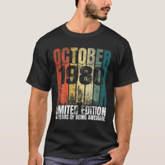 Camiseta Vintage outubro de 1980 Bday dá 40 anos 40