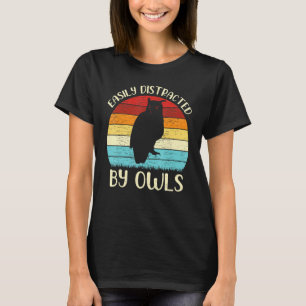 Camiseta Vintage Owl Bird, facilmente distraída por corujas