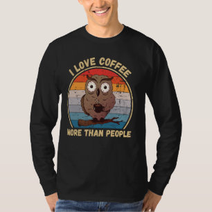 Camiseta Vintage Owl Eu Amo Café Mais Do Que Café Pessoas