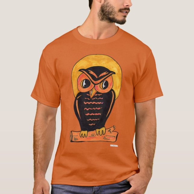 Camiseta Vintage Owl Halloween Cartoon (Frente)