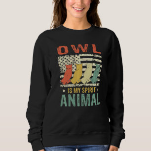 Camiseta Vintage Owl Spirit Animal Retro Us Flag Americano