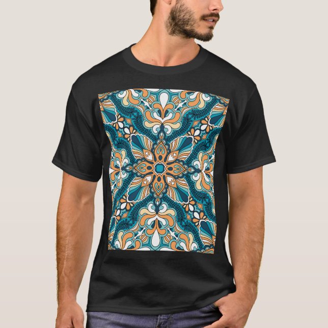 Camiseta Vintage paisley kerhead: impressão oriental. (Frente)
