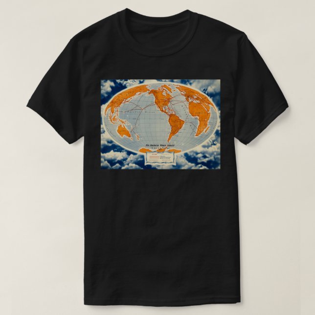 Camiseta Vintage PanAm World roteia poster (Frente do Design)