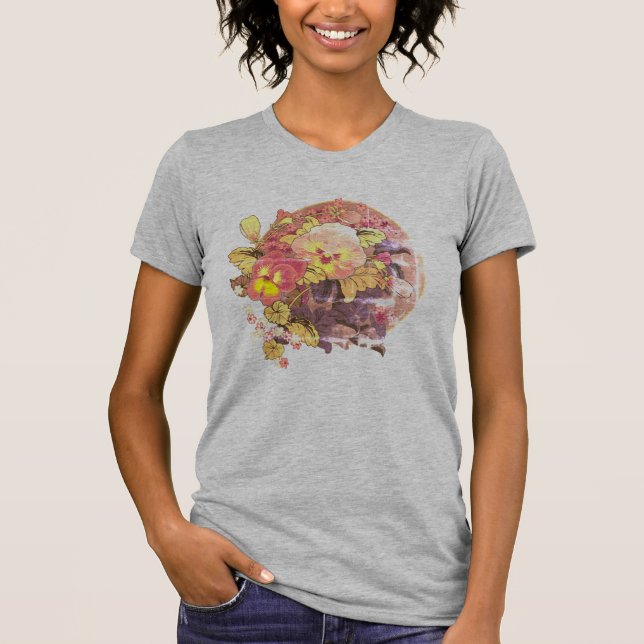 Camiseta Vintage Pansies Design (Frente)