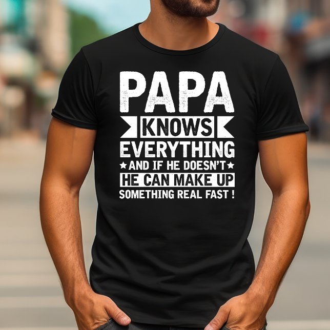 Camiseta Vintage Papa sabe tudo | Papá Engraçado (Vintage Papa Knows Everything T-Shirt | Funny Father's Day Gift)