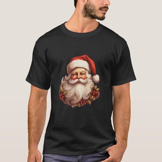 Camiseta Vintage Papai Noel Enfrenta Engraçado Natal Sant (Frente)