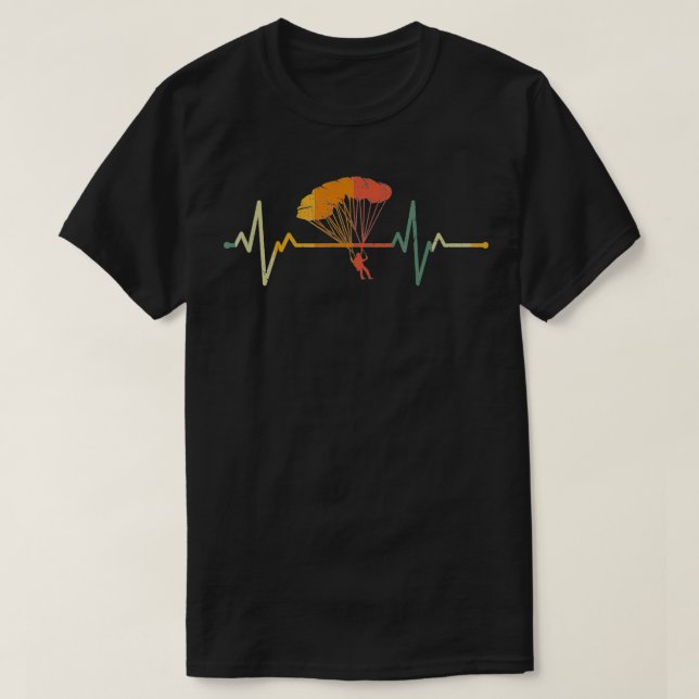 Camiseta Vintage Paraglider Gift Heartbeat Skydive Parachut (Frente do Design)
