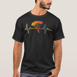 Camiseta Vintage Paraglider Gift Heartbeat Skydive Parachut