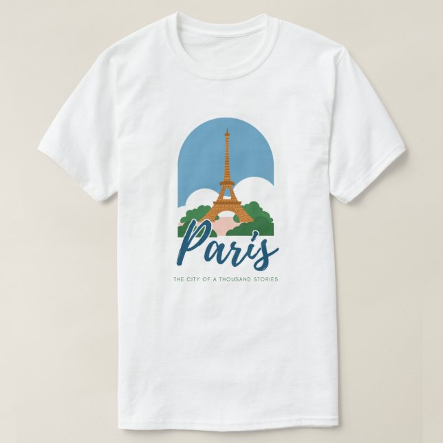 Camiseta Vintage Paris Cityscape, Retro Paris France Viagem (Frente do Design)
