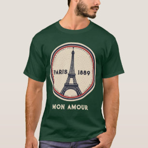 Camiseta Vintage Paris Torre Eiffel Mon Amour Retr