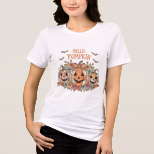 Camiseta Vintage Patchwork Pumpkin T Shirt Hallowen