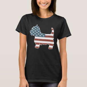Camiseta Vintage Patriot Westie Dog Westie Silhouette