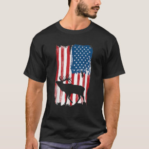Camiseta Vintage Patriotic American Flag Elk Hunter