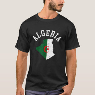 Camiseta Vintage Patriotic Argélia Flag Map Afetado