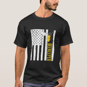 Camiseta Vintage Patriotic Beekeeper EUA Flag Apiculturista