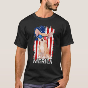 Camiseta Vintage Patriotic Dog Chihuahua Bandeira Americana