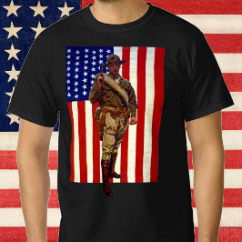 Camiseta Vintage Patriotic Soldier com Bandeira Americana