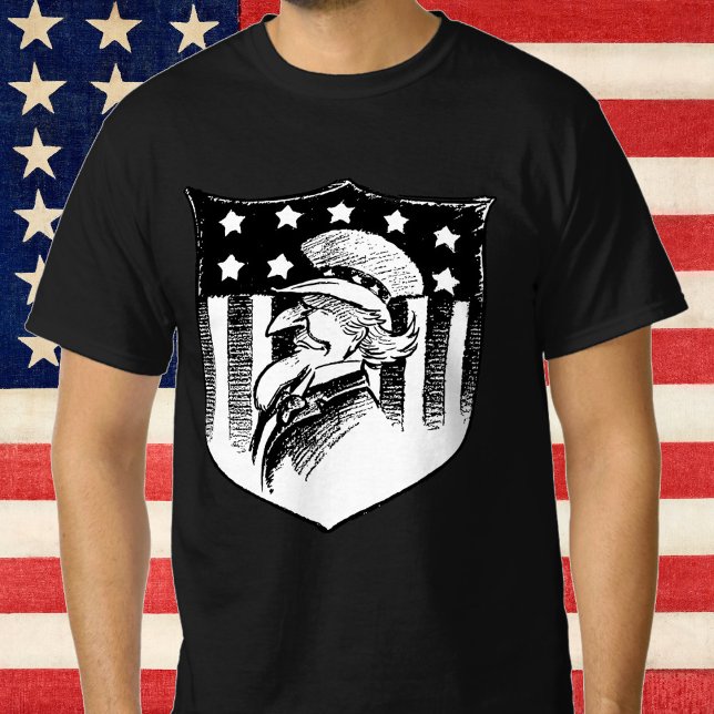 Camiseta Vintage Patriotic Tio Sam e Bandeira Americana (Criador carregado)