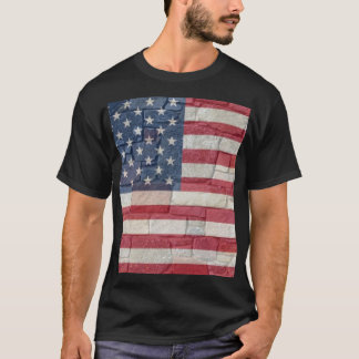 Camiseta Vintage Patriotic USA Flag em Stone Wall