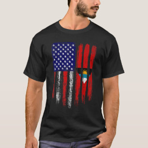Camiseta Vintage Patriótica Eua Antígua E Barbuda Flag Dis