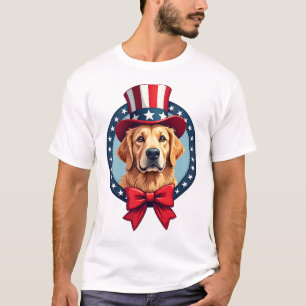 Camiseta Vintage Patriótica Golden Retriever Soft 