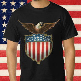 Camiseta Vintage Patriotismo, Águia Orgulhosa sobre Bandeir