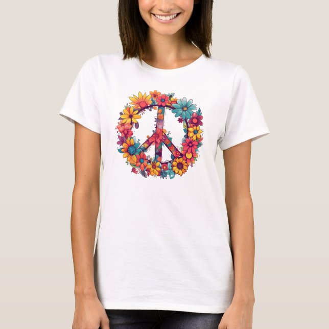 Camiseta Vintage Peace and Wild Flowers (Frente)