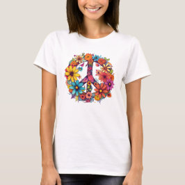 Camiseta Vintage Peace and Wild Flowers