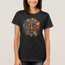 Camiseta Vintage Peace and Wild Flowers