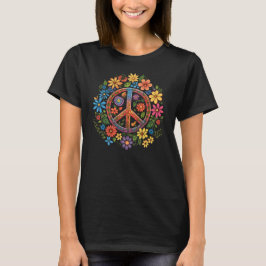 Camiseta Vintage Peace and Wild Flowers