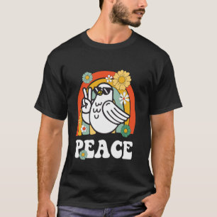 Camiseta Vintage Peace Dove Pigeon Peace Sign Hippie Groovy
