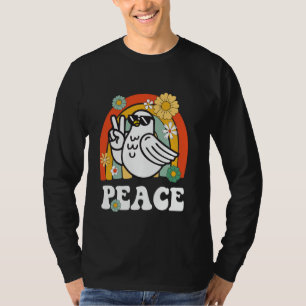 Camiseta Vintage Peace Dove Pigeon Peace Sign Hippie Groovy