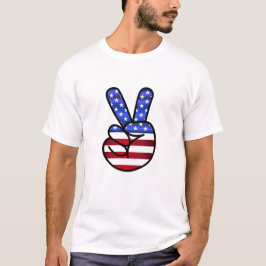 Camiseta Vintage Peace Sign Modern Red White Flag EUA