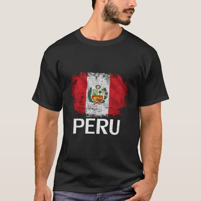 Camiseta Vintage Peru Flag For Peruvian Gift (Frente)