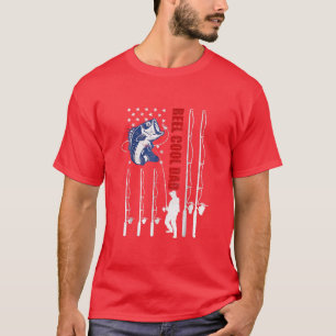 Camiseta Vintage Pesca Pai Dos Eua Bandeira Reel Pai Legal