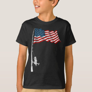 Camiseta Vintage Pesca Rod American Flag Funny 4t