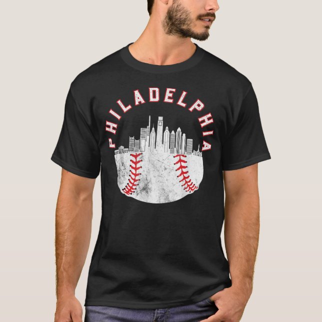 Camiseta Vintage Philadelphia Baseball Skyline Retro Philly (Frente)