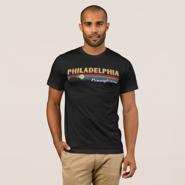 Camiseta Vintage Philadelphia Pensilvânia Retro Stripe (Frente Completa)